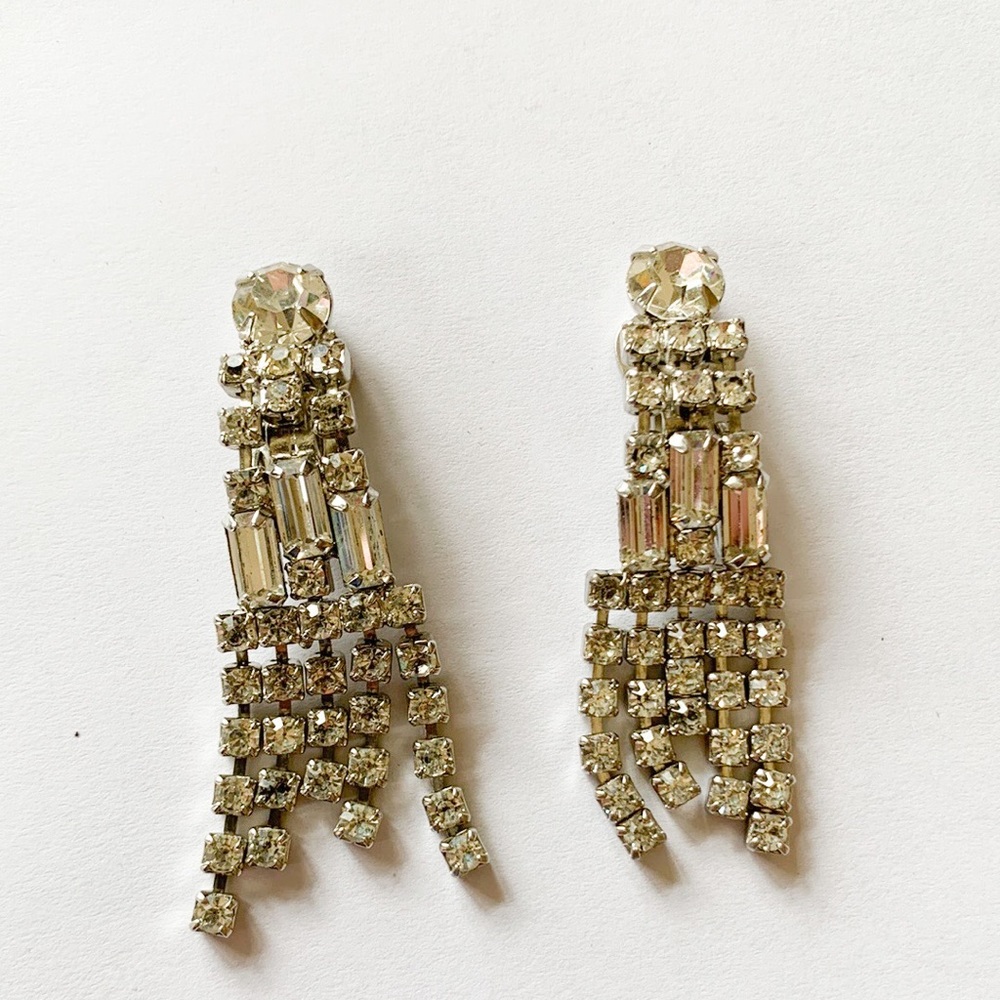 Vintage Rhinestone Earrings 1960 Kramer.